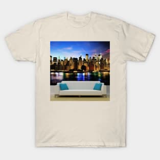 New York Skyline Ai Art Realistic T-Shirt